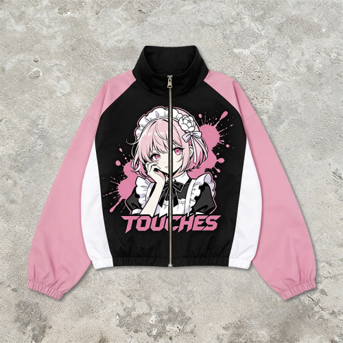 Screen Print Color Block Patchwork Jacket | Anime Graphic Jacket | Custom Streetwear Manufacturer