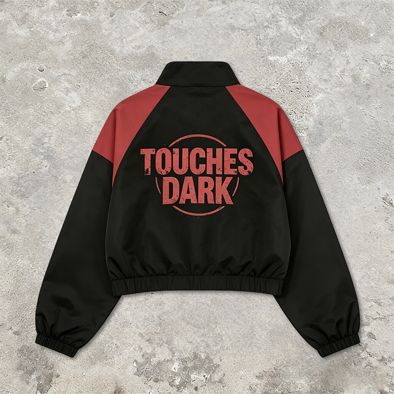 Patchwork Rubber Print Anime Fox Girl Cropped Jacket