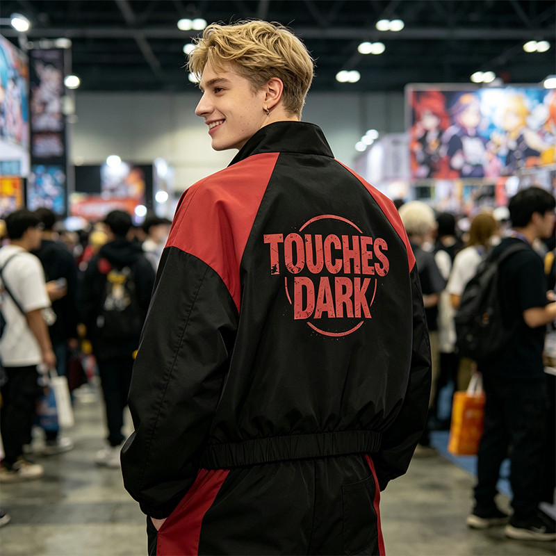 Patchwork Rubber Print Anime Fox Girl Cropped Jacket