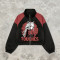 Patchwork Rubber Print Anime Fox Girl Cropped Jacket | Raglan Color Block Zip Coat | Clothing Manufacturer