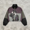Patchwork DTG Print Anime Lady Jacket | Color Block Cropped Windbreaker | Custom Clothing Manufacturer