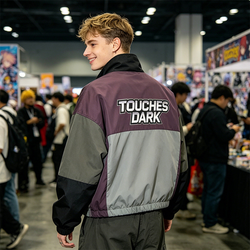 Patchwork DTG Print Anime Lady Jacket