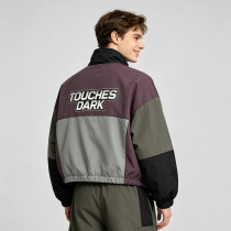 Patchwork DTG Print Anime Lady Jacket | Color Block Cropped Windbreaker | Custom Clothing Manufacturer