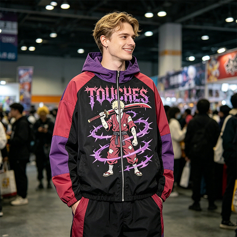 Patchwork DTG Print Anime Samurai Jacket