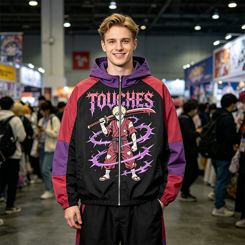 Patchwork DTG Print Anime Samurai Jacket