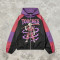 Patchwork DTG Print Anime Samurai Jacket | Color Block Hooded Windbreaker | Clothing Manufacturer