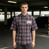 Custom Vintage Streetwear Clothing Washed Plaid Shirt — Ripped Distressed with Screen Print