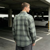 Custom Vintage Streetwear Clothing Spray Dye Plaid Shirt — Washed with Screen Print