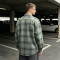 Custom Vintage Streetwear Clothing Spray Dye Plaid Shirt — Washed with Screen Print