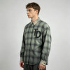 Custom Vintage Streetwear Clothing Spray Dye Plaid Shirt — Washed with Screen Print