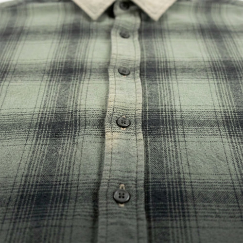 Custom Vintage Streetwear Clothing Spray Dye Plaid Shirt — Washed with Screen Print