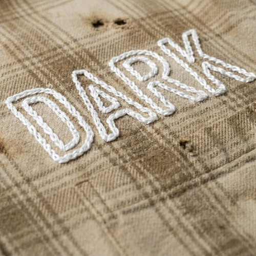 Custom Vintage Streetwear Clothing Chain Stitch Plaid Shirt — Spray Dye with Ripped Details