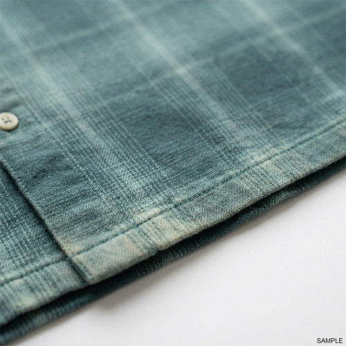 Custom Vintage Streetwear Clothing Patch Embroidery Plaid Shirt — Spray Dye Washed