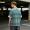 Custom Vintage Streetwear Clothing Patch Embroidery Plaid Shirt — Spray Dye Washed