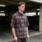 Custom Vintage Streetwear Clothing Crack Print Plaid Shirt — Spray Dye Washed with Tear Details