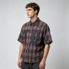 Custom Vintage Streetwear Clothing Crack Print Plaid Shirt — Spray Dye Washed with Tear Details