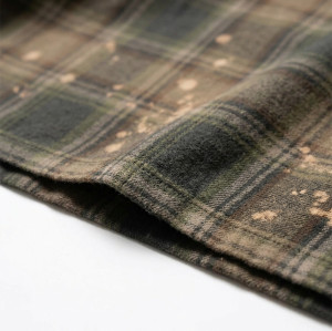 Custom 100% Cotton Vintage Streetwear Clothing Plaid Shirt — Garment Washed with Spray Dye & Patch Embroidery