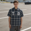 Custom 100% Cotton Vintage Streetwear Clothing Plaid Shirt — Washed with Patch Embroidery & Tear Distressing