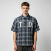 Custom 100% Cotton Vintage Streetwear Clothing Plaid Shirt — Washed with Patch Embroidery & Tear Distressing
