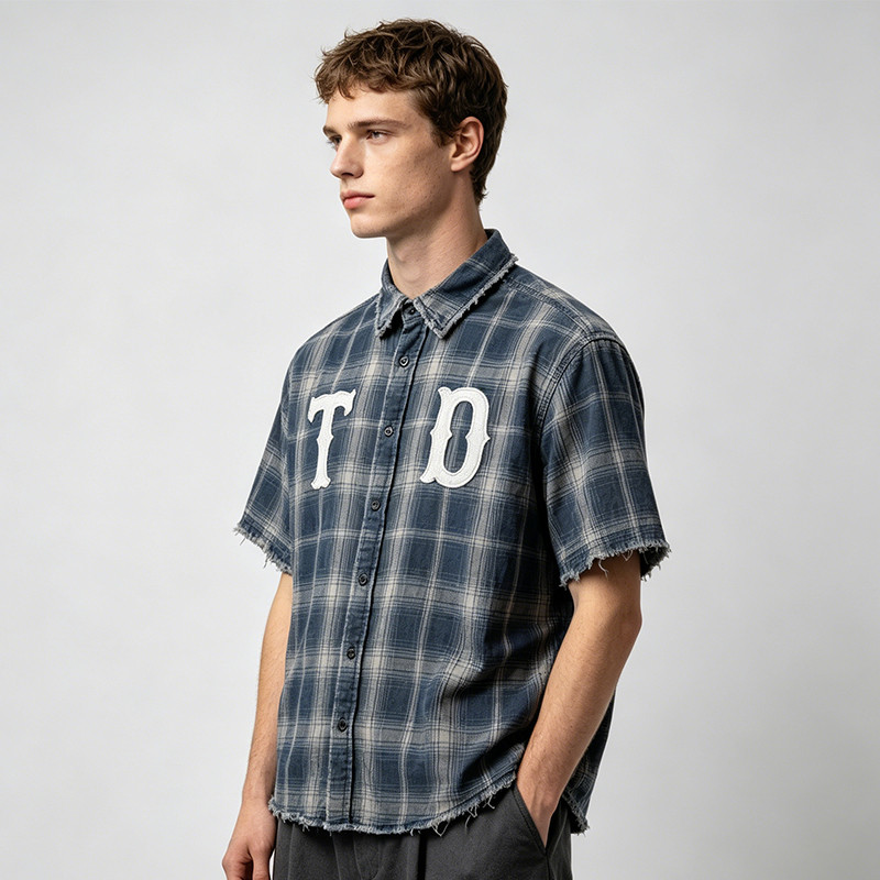 Vintage Streetwear Clothing plaid shirt - tear and patch detail
