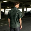 Custom 100% Cotton Vintage Streetwear Clothing Plaid Shirt — Spray Dye Washed with Tear Distressing & Screen Print