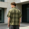 Custom 100% Cotton Vintage Streetwear Clothing Plaid Shirt — Spray Dye Washed with Patch Embroidery & Tear Distressing