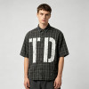 Custom 100% Cotton Vintage Streetwear Clothing Plaid Shirt — Screen Print with Splatter Effect & Ripped Holes
