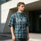 Custom 100% Cotton Vintage Plaid Shirt — Garment Wash with Screen Print & Distressed Details