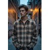 Custom 100% Cotton Vintage Plaid Shirt — Spray Dye with Patch Embroidery & Distressed Details