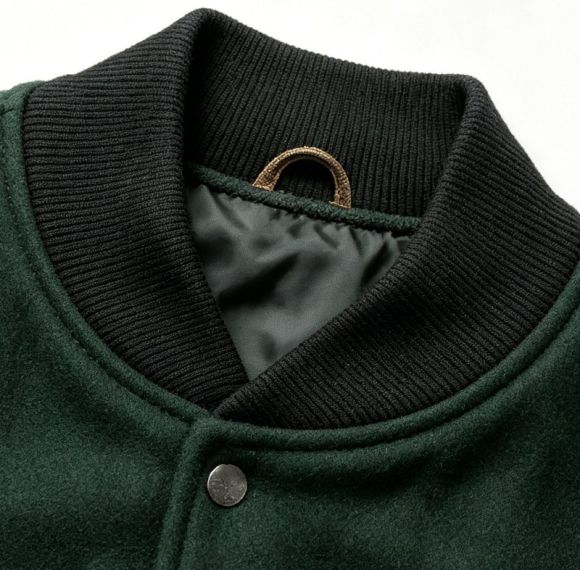 Custom Vintage Baseball Jacket — PU Leather Spliced with Leather Patch Embroidery & Rivet Details