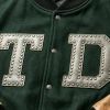 Custom Vintage Baseball Jacket — PU Leather Spliced with Leather Patch Embroidery & Rivet Details