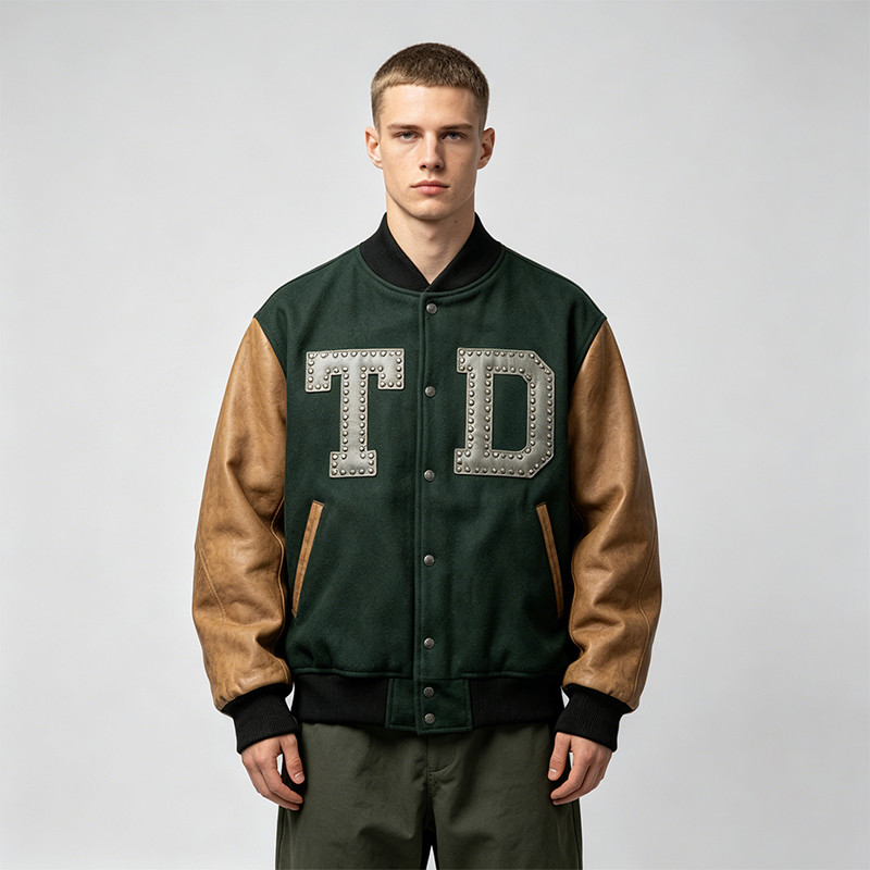 Vintage baseball jacket detail angle