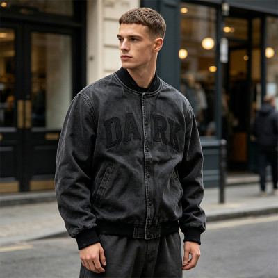 Custom Vintage Baseball Jacket — 50% Polyester 50% Cotton with Patch Embroidery & Wash