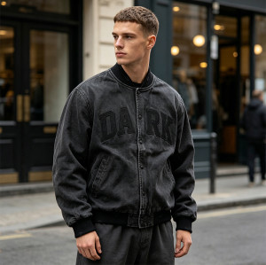 Custom Vintage Baseball Jacket — 50% Polyester 50% Cotton with Patch Embroidery & Wash