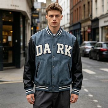 Custom Vintage Baseball Jacket with Towel Embroidery and Wash