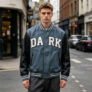 Custom Vintage Baseball Jacket with Towel Embroidery and Wash