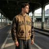 Custom Vintage Baseball Jacket PU Leather Spliced Patch Embroidery