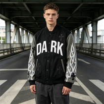 Custom Vintage Baseball Jacket with Screen Print and Patch Embroidery
