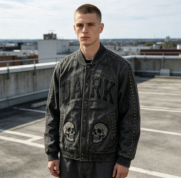 Custom Vintage Varsity Jacket With Rivet and Leather Patch