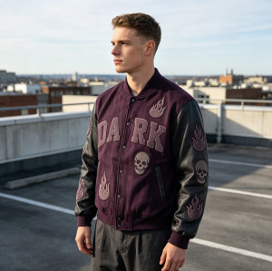Custom Vintage Varsity Jacket PU Leather Patch Embroidery