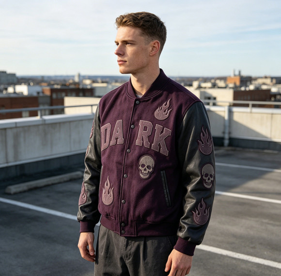 Custom Vintage Varsity Jacket PU Leather Patch Embroidery