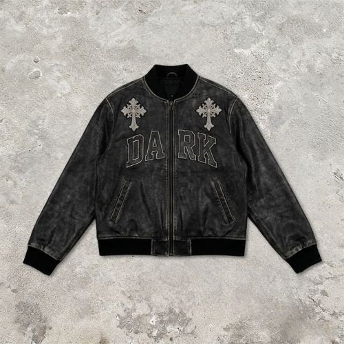 Custom Vintage Varsity Jacket 100% PU Leather Leather Patch