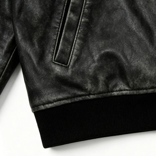Custom Vintage Varsity Jacket 100% PU Leather Leather Patch