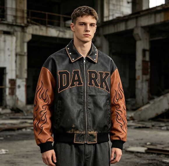 Custom Varsity Jacket 100% PU Leather Screen Print Rivet Patch