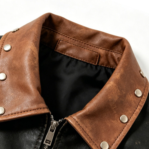 Custom Varsity Jacket 100% PU Leather Screen Print Rivet Patch