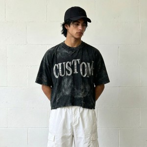 Custom Vintage T-Shirt 100% Cotton Crack Print Wash