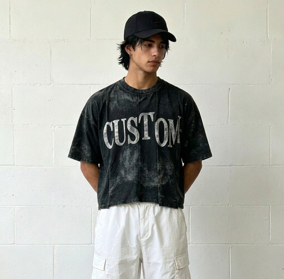 Custom Vintage T-Shirt 100% Cotton Crack Print Wash