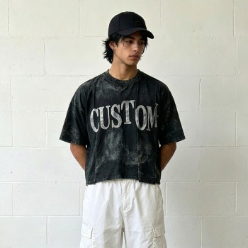 Custom Vintage T-Shirt 100% Cotton Crack Print Wash
