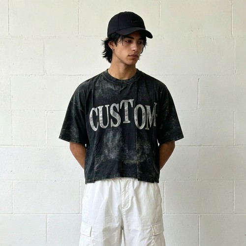 Custom Vintage T-Shirt 100% Cotton Crack Print Wash