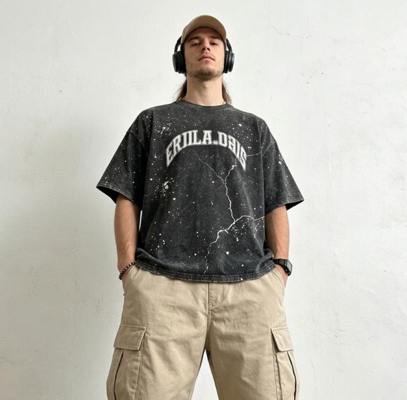 Custom Vintage T-Shirt 100% Cotton Splatter Crack Wash